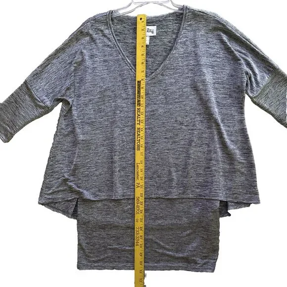 Joseph Ribkoff LDS Tunic Womens Sz 12 Silver Modal Layered V-Neck Lagenlook - Picture 10 of 13